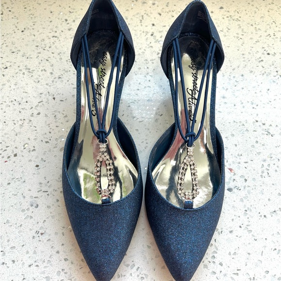 NEW Womens Blue Glitter Easy Street Moonlight Dance Flex Dress Shoes / Size 7 - Picture 2 of 12